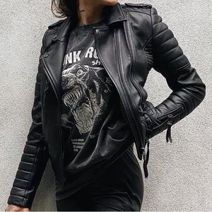 Leather Jacket Boda Skins Kay Michaels - M/L Tall Moto Jacket Motorcycle